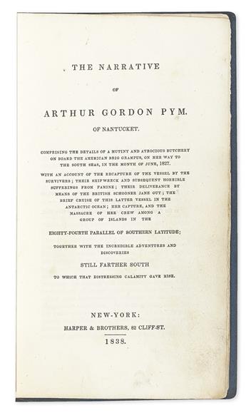 [POE, EDGAR ALLAN.] Narrative of Arthur Gordon Pym of Nantucket.